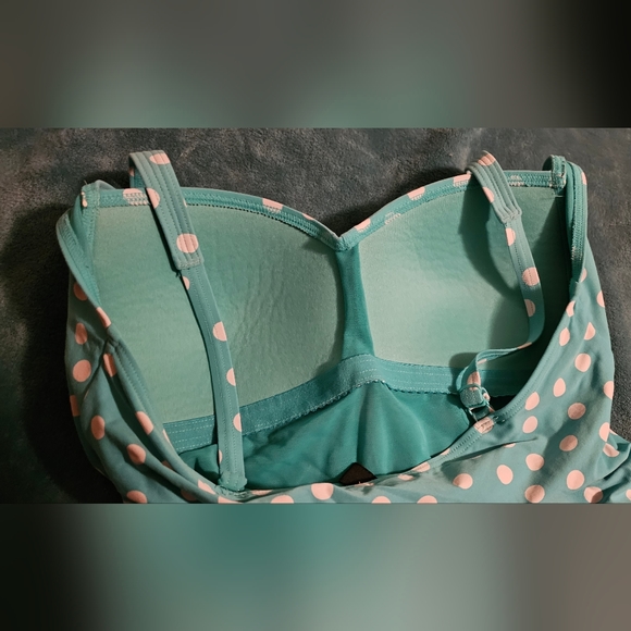 Ladies Turquoise Polkadot Swimsuit - Picture 4 of 6